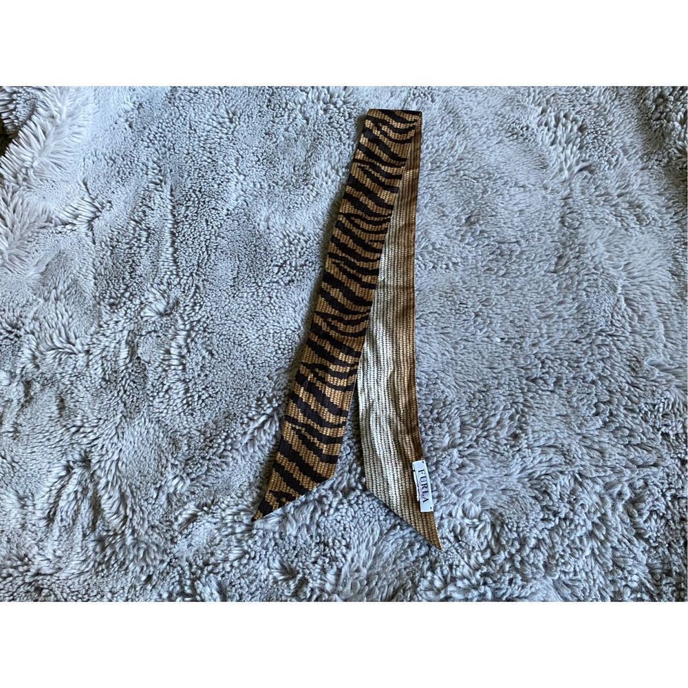 Furla Women's Black & Brown Modern Zebra Print Scarf One Size - Picture 11 of 14